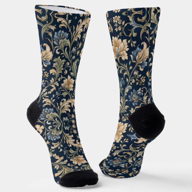 Elegant Flowing Botanical Flourish Socks (Angled)