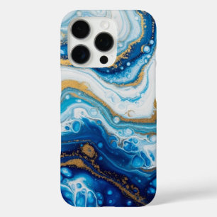 Elegant Fluid Art iPhone 16 Case – Abstract Blue 