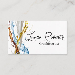 Elegant Fluid Liquid Gold Blue Business Cards