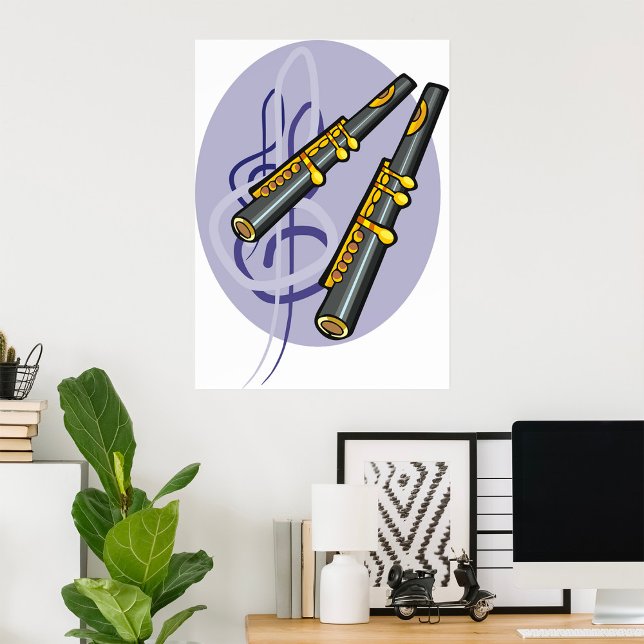 Elegant Flute Duet Music Musical Instrument   Poster (Creator Uploaded)