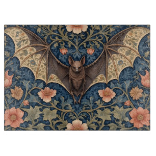 Elegant Flying Bat William Morris Inspired Floral Cutting Board
