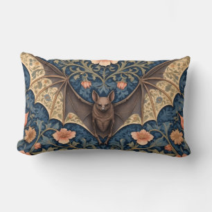 Elegant Flying Bat William Morris Inspired Floral Lumbar Cushion