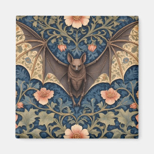 Elegant Flying Bat William Morris Inspired Floral Magnet