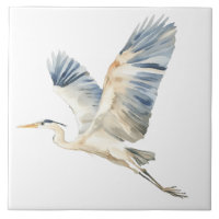Elegant Flying Blue Heron White