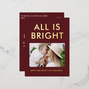 elegant foil 1 photo modern foil holiday postcard