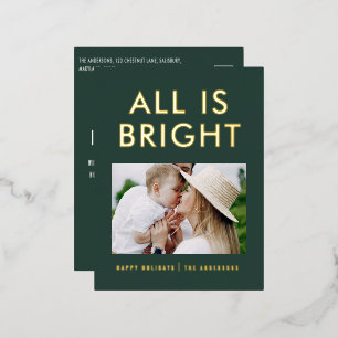 elegant foil 1 photo modern foil holiday postcard