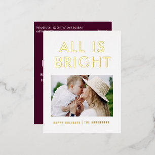 elegant foil 1 photo modern foil holiday postcard