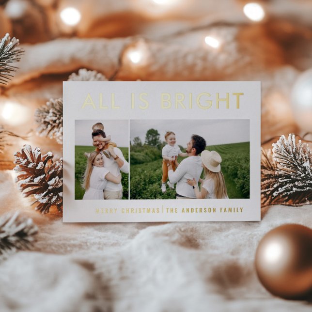 elegant foil 2 photo modern foil holiday card (Creator Uploaded)