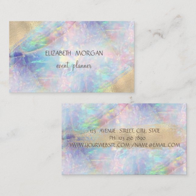 Elegant Foil Brush Stroke Opal Business Card (Front/Back)