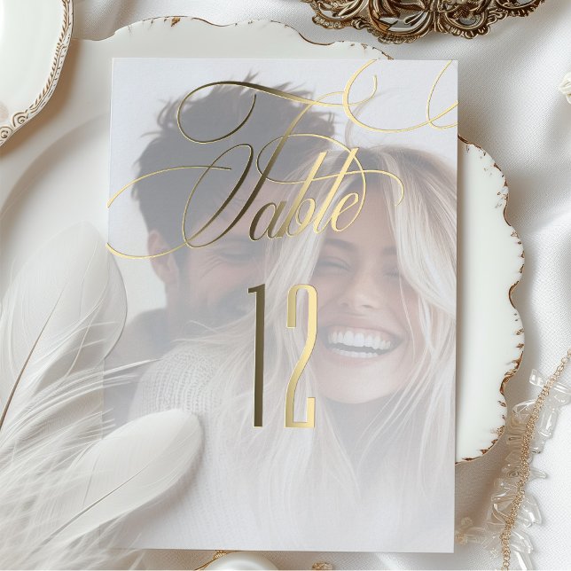Elegant Foil Calligraphy Wedding Table Number (Creator Uploaded)