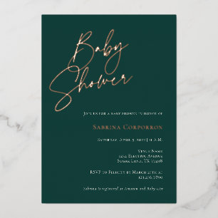 Elegant Foil Gender Neutral Baby Shower   Green