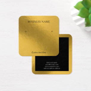 Elegant foil gold earrings square display card