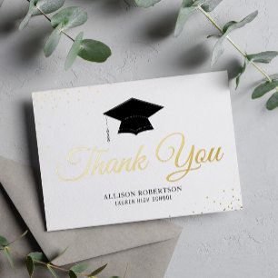 elegant foil gold graduation thank you card