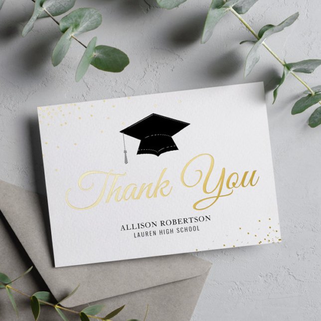elegant foil gold graduation thank you card (Creator Uploaded)