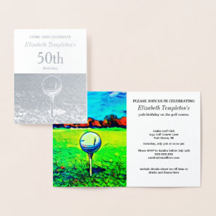 Elegant Foil Golf Hobby 50th Sports Birthday Card