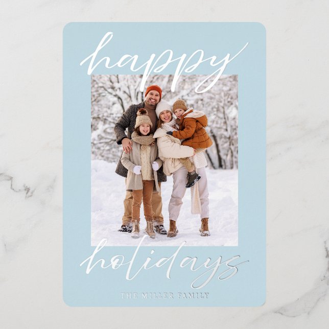 Elegant Foil Happy Holidays Photo Card Christmas  (Front)