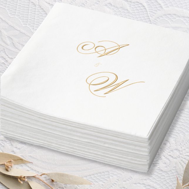 Elegant Foil Initial Wedding Napkin (Elegant Foil Initial Wedding Napkin)
