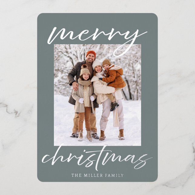 Elegant Foil Merry Christmas Photo Card (Front)