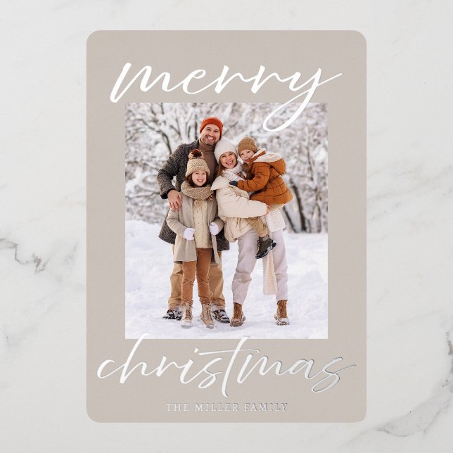 Elegant Foil Merry Christmas Photo Card (Front)