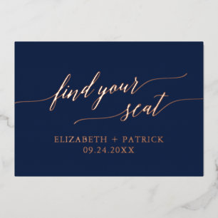 Elegant Foil Navy Hanging Seating Chart Header