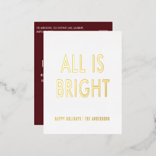 elegant foil no photo modern foil holiday postcard