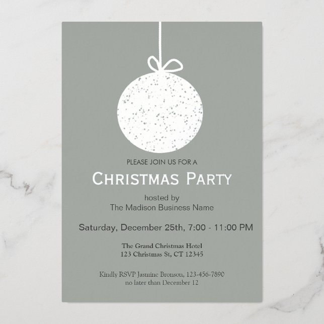 Elegant Foil Ornament Chrismas Party Invitation (Front)