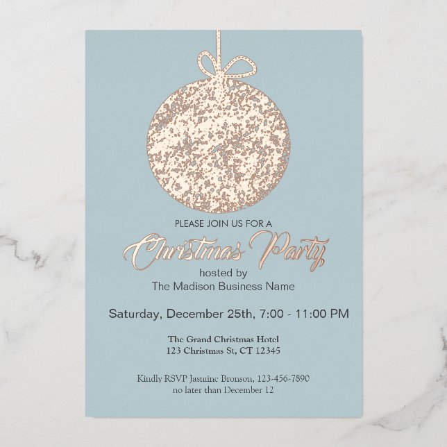 Elegant Foil Ornament Christmas Party Invitation  (Front)