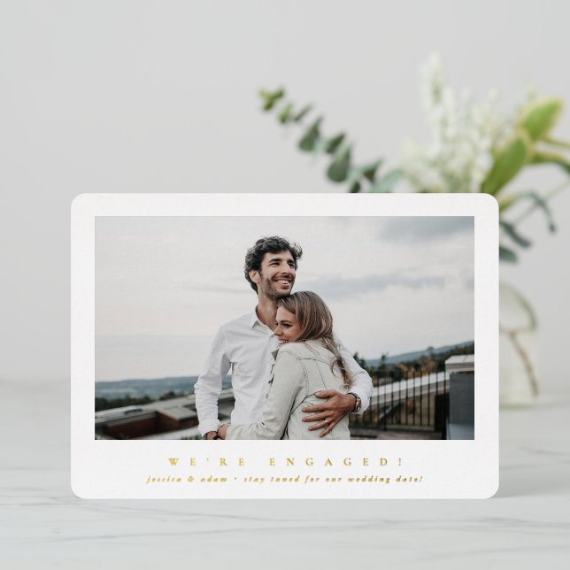Elegant Foil Single Photo Engagement Announcement (Standing Front)