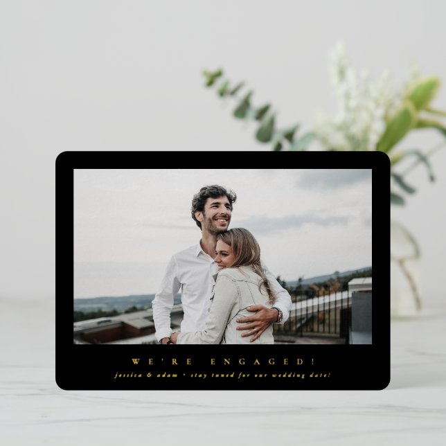 Elegant Foil Single Photo Engagement Announcement (Standing Front)