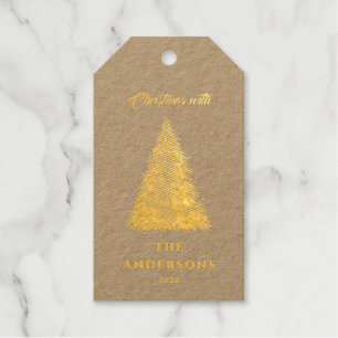 elegant foil tree christmas with holidays  gift tags