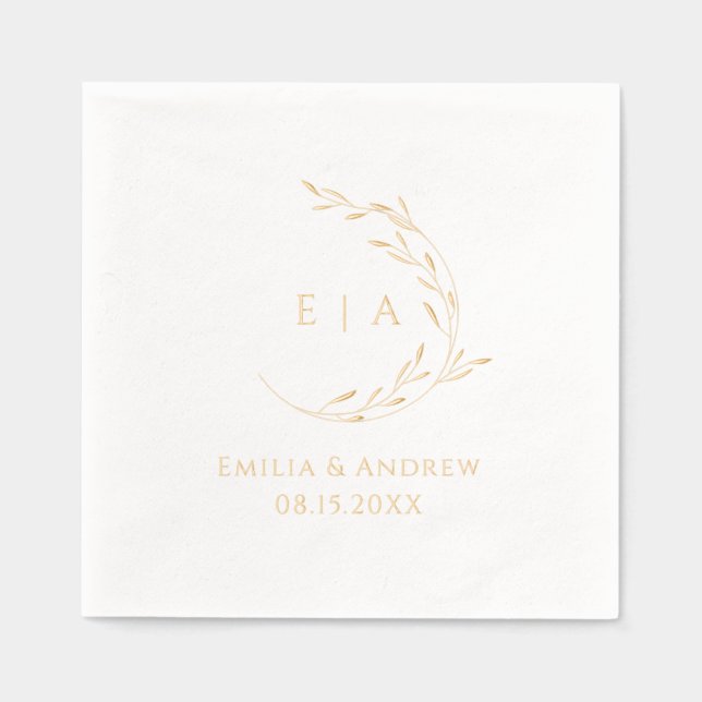 Elegant Foil Wedding Napkins Personalised (Front)
