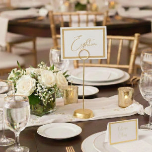Elegant Foil Wedding Table Number Tent - EIGHTEEN