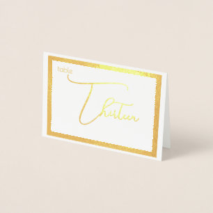 Elegant Foil Wedding Table Number Tent - THIRTEEN