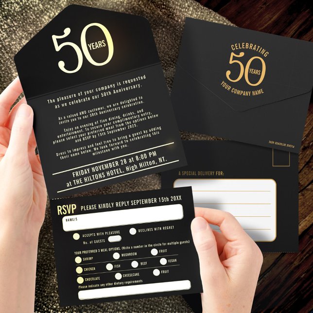 Elegant Foiled Tear-Off 50 Years in Business  All In One Invitation (Creator Uploaded)