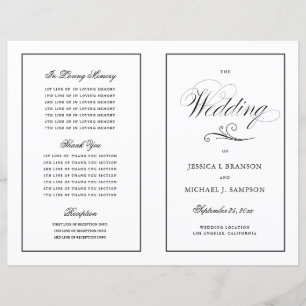 Elegant Folding Wedding Program Black Border