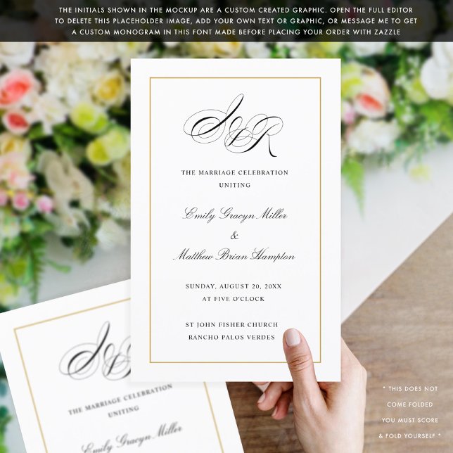 Elegant Folding Wedding Program Custom Monogram (Creator Uploaded)