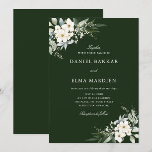 Elegant Foliage Boho Watercolor Floral Wedding Invitation