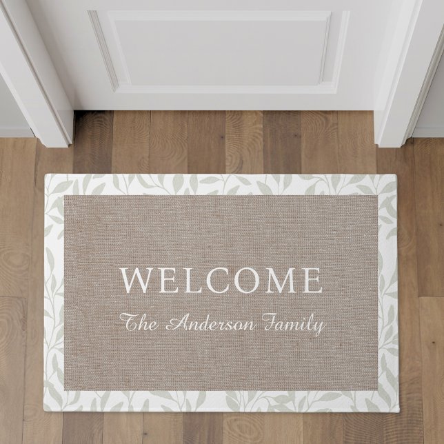 Elegant Foliage Family Name Welcome Doormat (Creator Uploaded)