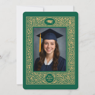 Elegant Foliage & Floral Border Graduation Invitation