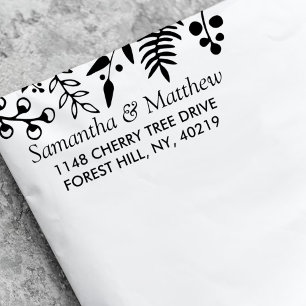 Elegant Foliage Floral Wedding Self-inking Stamp