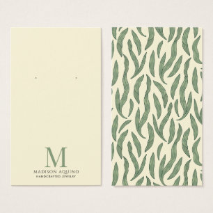 Elegant Foliage Green Cream Earring Display Cards
