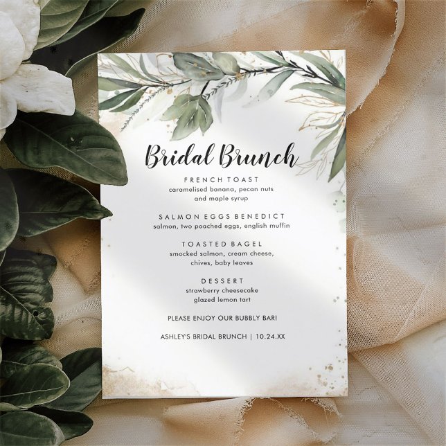 Elegant Foliage Greenery Bridal Brunch Menu (Creator Uploaded)