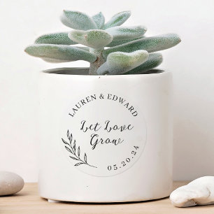 Elegant Foliage Let Love Grow Wedding Favour Classic Round Sticker