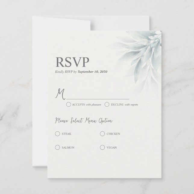 Elegant Foliage Modern RSVP Card (Front)