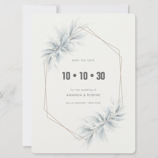 Elegant Foliage Modern Save The Date (Front)