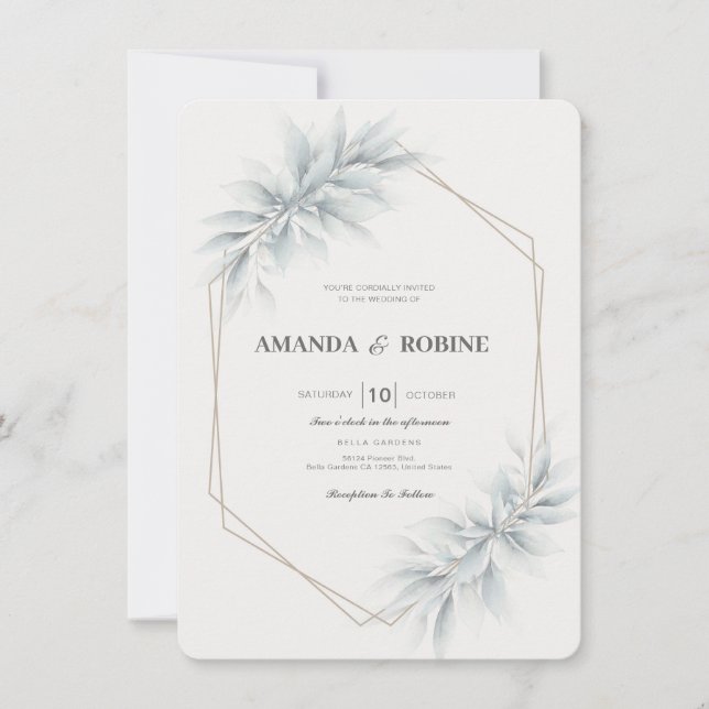 Elegant Foliage Modern Wedding Invitation (Front)