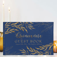 Elegant Foliage Royal Blue and Gold Quinceanera