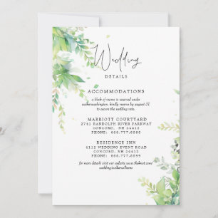 Elegant Foliage Wedding 2 Hotels Details  Invitation