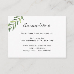 Elegant foliage wedding accommodations enclosure card
