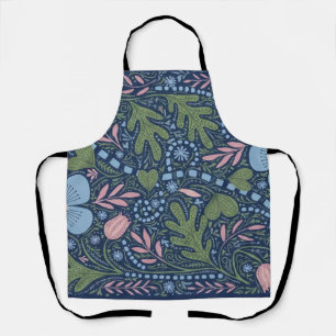 Elegant Folk Art Floral Pattern Vintage Botanical Apron